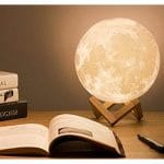 3D mesečeva lampa sa drvenim postoljem kompletan proizvod