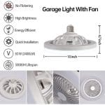Luster ventilator radi u dnevnoj sobi sa LED svetlom uključenim