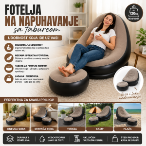Fotelja naduvavanje taburet - bočni prikaz