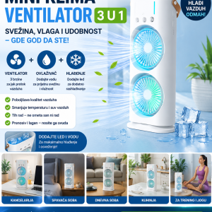 Mini klima ventilator 3 u 1 dvozonski, kompletan proizvod
