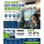 Solarni auto ventilator sa tri glave za svež vazduh