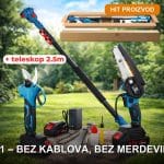 Aku baštenski set 3u1 sa lančanom testerom, makaza i teleskopskom drškom