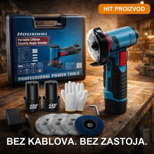 Aku brusilica sa dve baterije — bežični alat za sečenje i brušenje metala