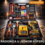 Aku bušilica sa setom alata u koferu — 24V, dve baterije i kompletan alat na jednom mestu
