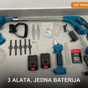 Aku makaze testera i trimer set 3 u 1 — kompletan bežični alat za baštu na bateriju