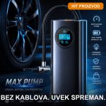 Aku pumpa za gume 4u1 sa LCD displejom i nastavcima — kompaktna punjiva pumpa za auto, bicikl i dušeke