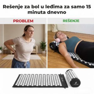 Detalj akupresurnih tačaka na prostirci — hiljade stimulativnih vrhova za duboku masažu