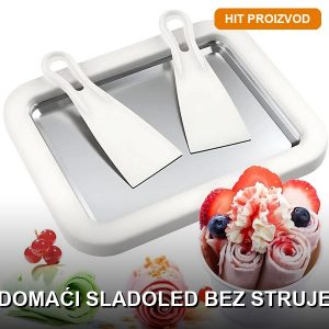 Aparat za rolanje sladoleda od nerđajućeg čelika sa špatulicom — pravi rolnice bez struje