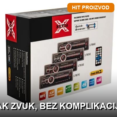 auto-radio-mp3-plejer-4x60w-usb-sd-glavna AutoMusic auto radio MP3 plejer 4×60W sa USB i SD ulazom — prednji panel sa ekranom