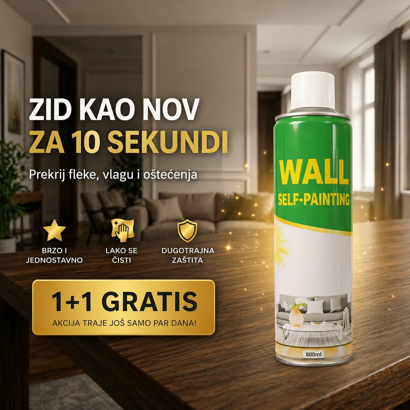 | Najbolja cena | TehnoliderShop Sprej za Farbanje Zidova 800ml 1+1 GRATIS – Brzo Osvežite Zidove Bez Krečenja