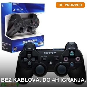 Bežični džojstik za PS3 crne boje sa punjivom baterijom i USB kablom