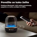 Bluetooth zvučnik LP90 u upotrebi — prenosiv zvučnik sa LED svetlom na zabavi ili kod kuće