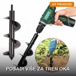 Burgija za zemlju spiralna čelična za bušilicu — kopanje rupa za sadnju biljaka