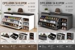Detalj polica cipelarnika – organizovano odlaganje cipela više parova
