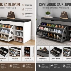 Detalj polica cipelarnika – organizovano odlaganje cipela više parova