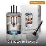 Električni čistač četkica za šminku sa ultrasoničnim vibracijama na beloj podlozi