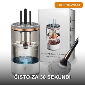 Električni čistač četkica za šminku sa ultrasoničnim vibracijama na beloj podlozi