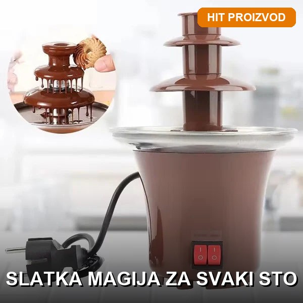 cokoladna-fontana-na-3-sprata-glavna Čokoladna fontana na 3 sprata sa prelivanjem čokolade — idealna za proslave i zabave