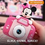 Dečiji fotoaparat Mini Maus sa silikonskom maskom u roze boji — prednja strana