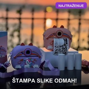 dečiji fotoaparat sa termalnim štampačem — prednja strana