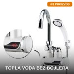 Delimano slavina na zid sa tušem — električna slavina sa grejačem 3kW i displejom temperature, bela