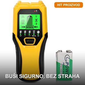 Digitalni detektor instalacija u zidu 5u1 – otkriva kablove, metal i drvo do 60mm