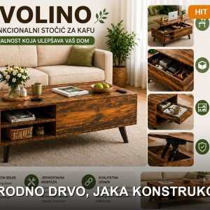 Drveni klub sto za dnevnu sobu – Tavolino multifunkcionalni sto