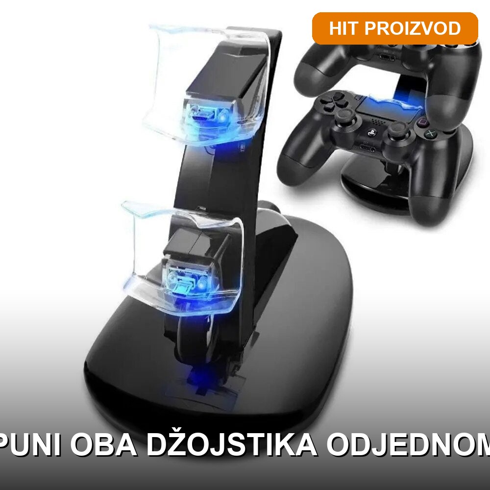 dualni-punjac-za-ps4-dzojstik-led-drzac-glavna Dualni punjač za PS4 džojstik sa LED indikatorima i držačem za dva kontrolera