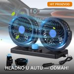 Dupli ventilator za auto 12V HX-T303 na konzoli automobila — efikasno hlađenje kabine