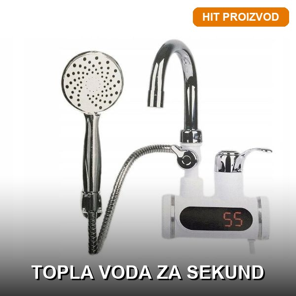 Električna protočna slavina sa tušem 3000W Električna protočna slavina sa digitalnim ekranom i tušem 3000W — trenutna topla voda bez bojlera