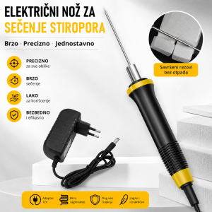 električni nož za stiropor — prednja strana