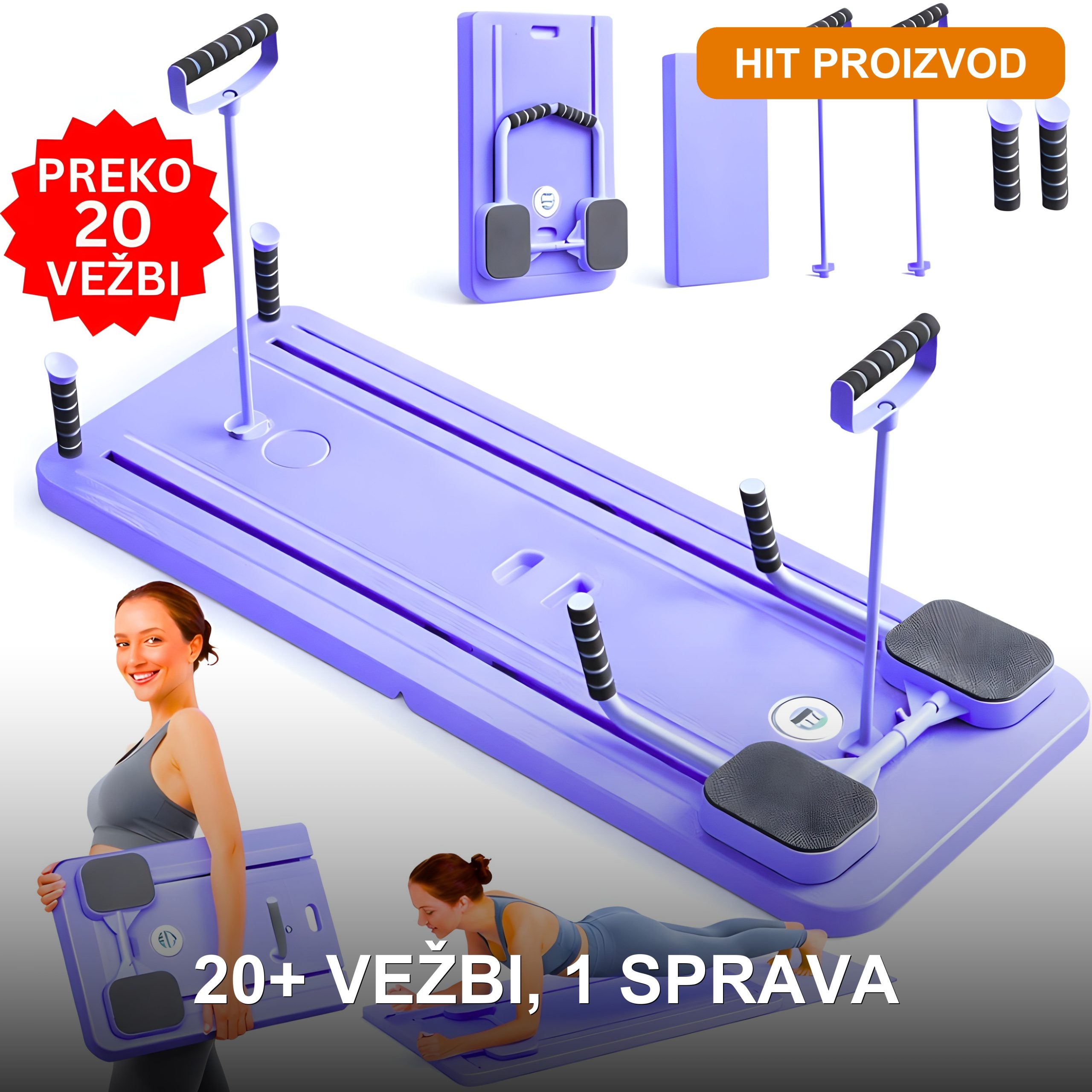 FitPower Pilates Sprava za Celo Telo FitPower pilates sprava za vežbanje kod kuće — sklopiva sprava za trening celog tela