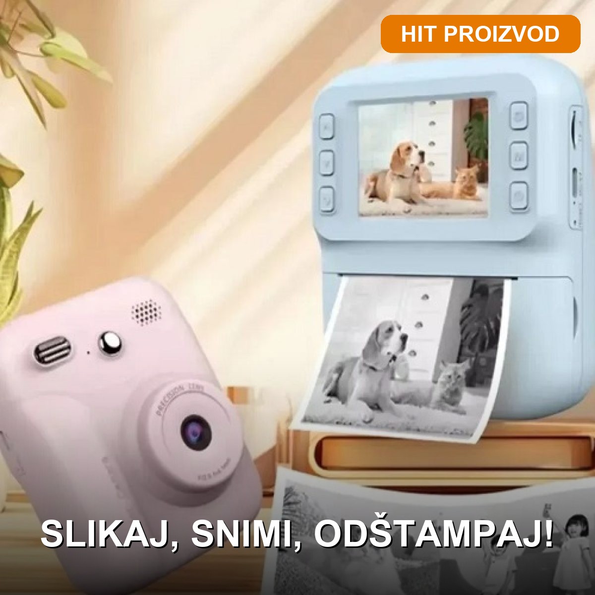 Fotoaparat za decu sa štampačem A26 Fotoaparat za decu sa štampačem slika A26 u roze boji na beloj podlozi