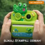 Fotoaparat za decu sa štampačem zeleni krokodil — instant štampa i dve kamere