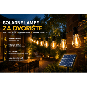 Solarne lampe za dvorište 10m sa 10 sijalica