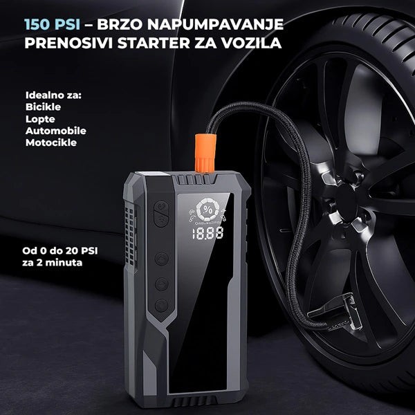 jump starter za auto sa kompresorom jump starter za auto sa kompresorom — u upotrebi