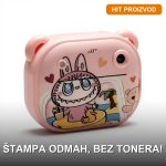 Labubu fotoaparat sa štampačem slika u roze boji za decu