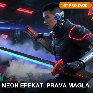 LED katana sa maglenim efektom – svetleći neon mač 80 cm sa efektom magle