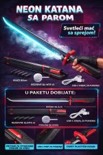 LED katana sa maglenim efektom u ruci – prikaz upotrebe za cosplay i fotografisanje