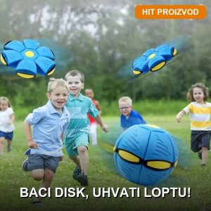 Leteća lopta frisbi 2 u 1 za decu – transformišući disk koji se u letu pretvara u loptu