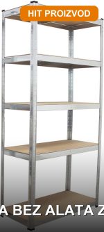Metalna montažna polica 180x90x45cm — čelična regalna polica sa 5 nivoa za garažu i ostavu