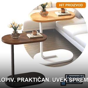 Mini klub stočić u beloj boji postavljen pored kauča sa šoljom kafe