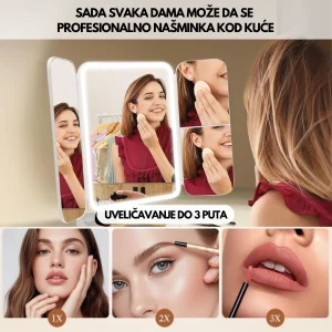 ogledalo sa LED svetlom za šminkanje — prednja strana
