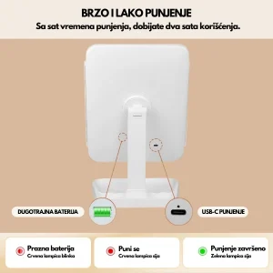 Ogledalo sa LED svetlom prikazano sa drugog ugla i dostupnim bojama