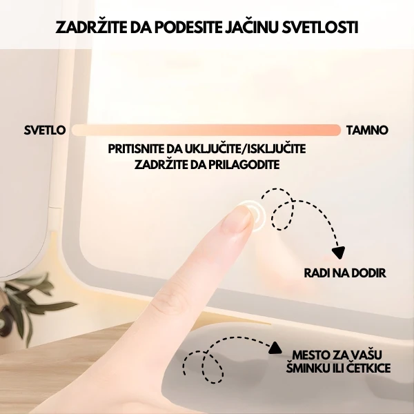 ogledalo sa LED svetlom za šminkanje ogledalo sa LED svetlom za šminkanje — u upotrebi