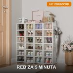 Organizator za obuću – set od 6 providnih kutija složenih na visinu u hodniku