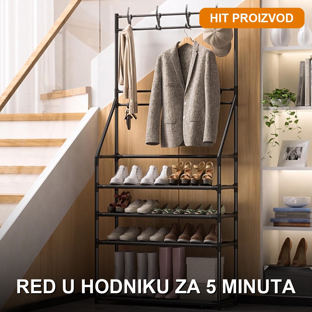 organizer-za-hodnik-3-u-1-stalak-odeca-cipele-glavna Organizer za hodnik 3-u-1 — čelični stalak za odeću, cipele i akcesoare na beloj pozadini