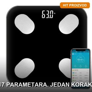 Pametna bluetooth vaga sa 17 telesnih parametara na beloj površini