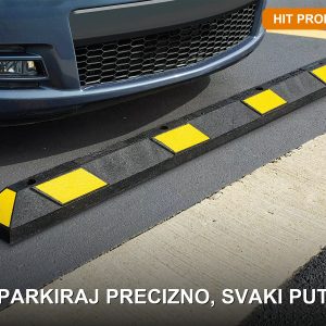 Parking stoper graničnik postavljen u garaži uz zid