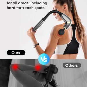 Detalj produžene ergonomske ručke masažnog pištolja — udoban hvat